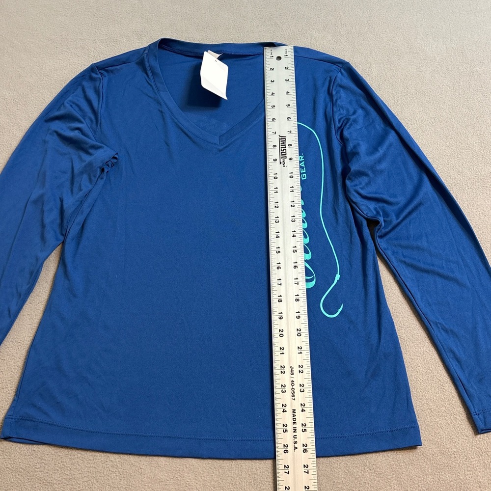 NWT Oceanic Gear Womens Tarpon Fish Graphic Long Sleeve Sun Shirt V-Neck Large - Picture 7 of 9